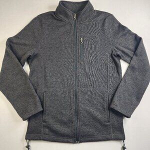 Croft & Barrow Mens Sz S Small Gray Solid Long Sleeve Zip Fleece Sweater Cinch